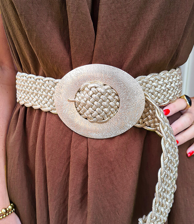 Riem Gevlochten Goud met Gesp