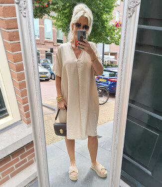 Azzurro Basic Oversized Vhals Dress Beige