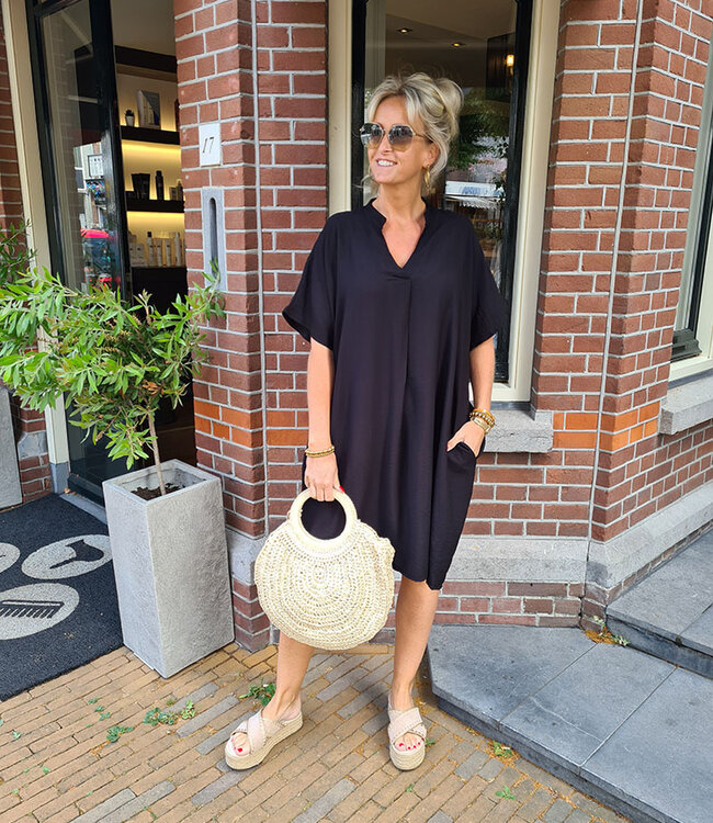 Azzurro Basic Oversized Vhals Dress Zwart