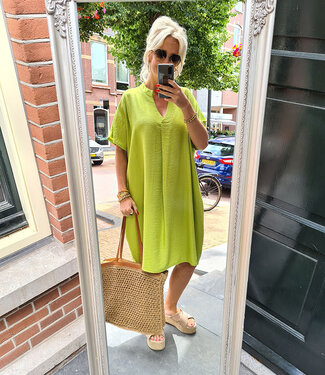 Azzurro Basic Oversized Vhals Dress Pistache