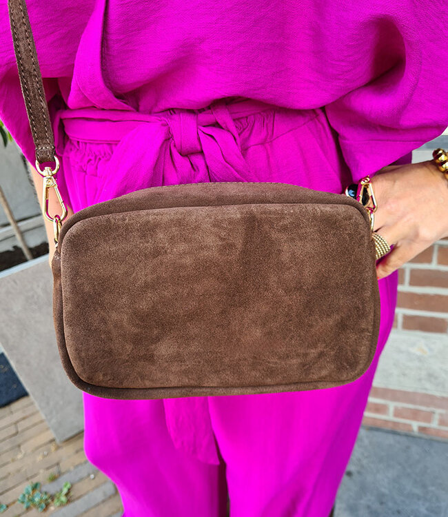 Basic Bag Suede Donkerbruin