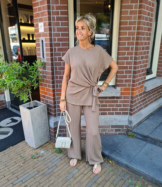 2-Delige Wafelset Knoopdetail Taupe