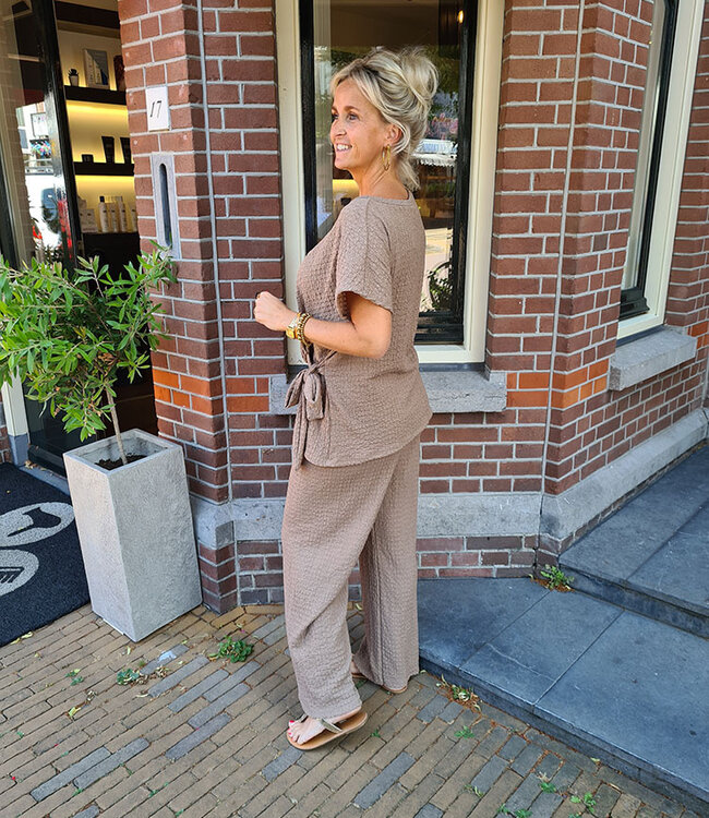 2-Delige Wafelset Knoopdetail Taupe