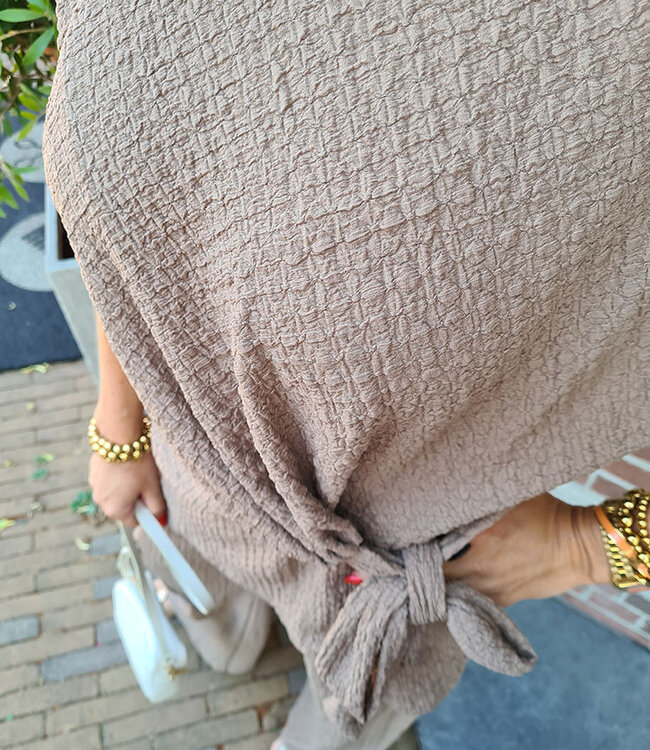 2-Delige Wafelset Knoopdetail Taupe