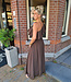 Oneshoulder Linnenlook Dress Donkerbruin