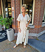 Lange Jurk wafelstof Ruffle Beige