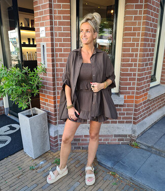 Oversized Basic Blouse Donkerbruin