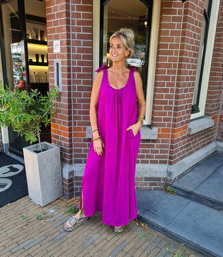Azzurro Oversized Dress met Strikjes Magenta