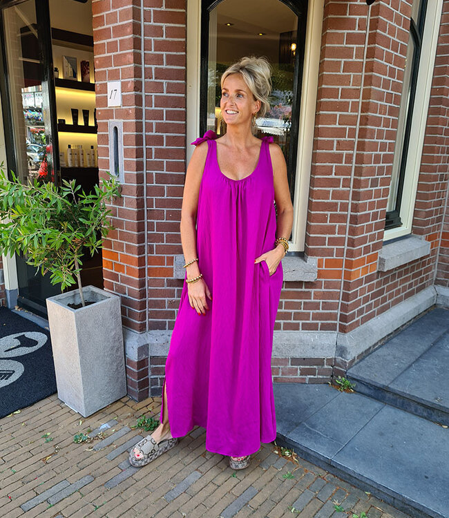 Azzurro Oversized Dress met Strikjes Magenta