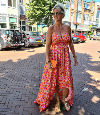 Azzurro Spaghettiband Dress Oranje/Fuchsia