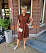 Doorknoop Dress met Ruffle Donkerbruin