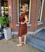 Doorknoop Dress met Ruffle Donkerbruin