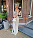 Azzurro Strapless Gesmokt Jurk Beige