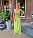 Azzurro Strapless Gesmokt Jurk Pistache