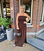 Azzurro Strapless Gesmokt Jurk Donkerbruin