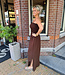 Azzurro Strapless Gesmokt Jurk Donkerbruin