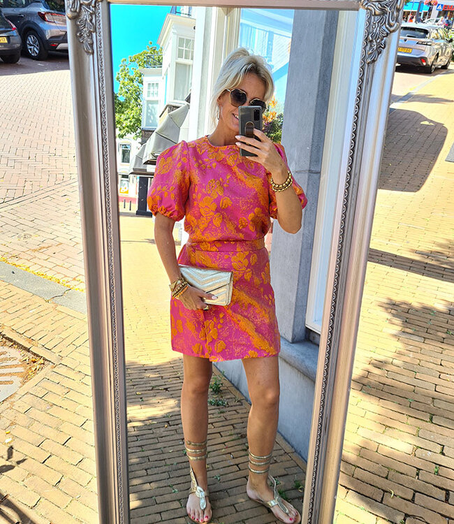 Azzurro Jacquard Rokje Oranje/Roze