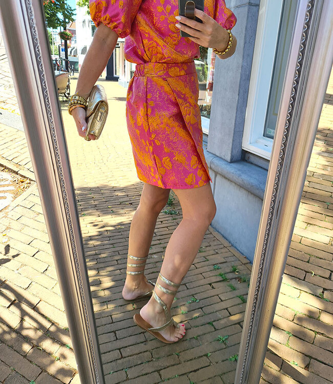 Azzurro Jacquard Rokje Oranje/Roze