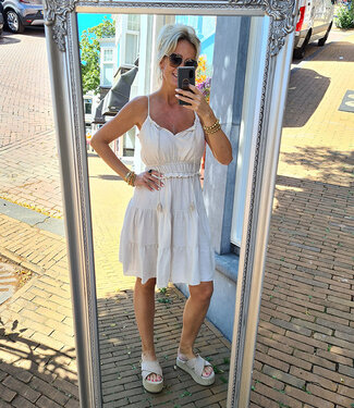 Spaghettiband Short Dress Beige