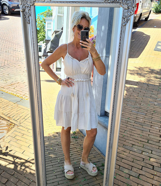 Spaghettiband Short Dress Beige