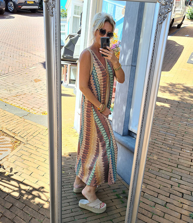 Jurk Vhals Shimmer Multi Gold Bruin/Groen