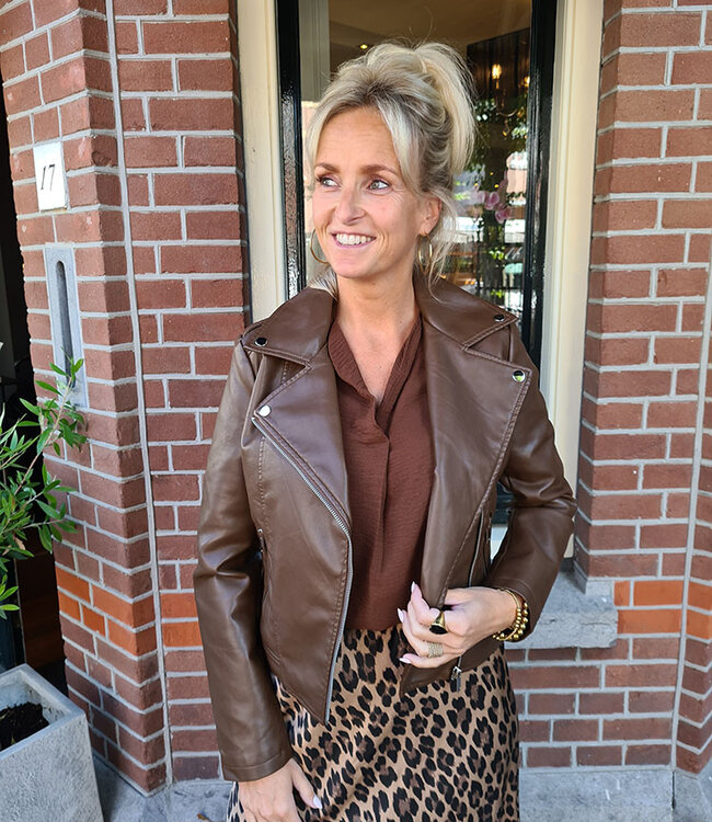 Lederlook Jacket Donkerbruin
