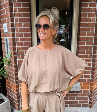 Ambika Short Pofblouse Taupe