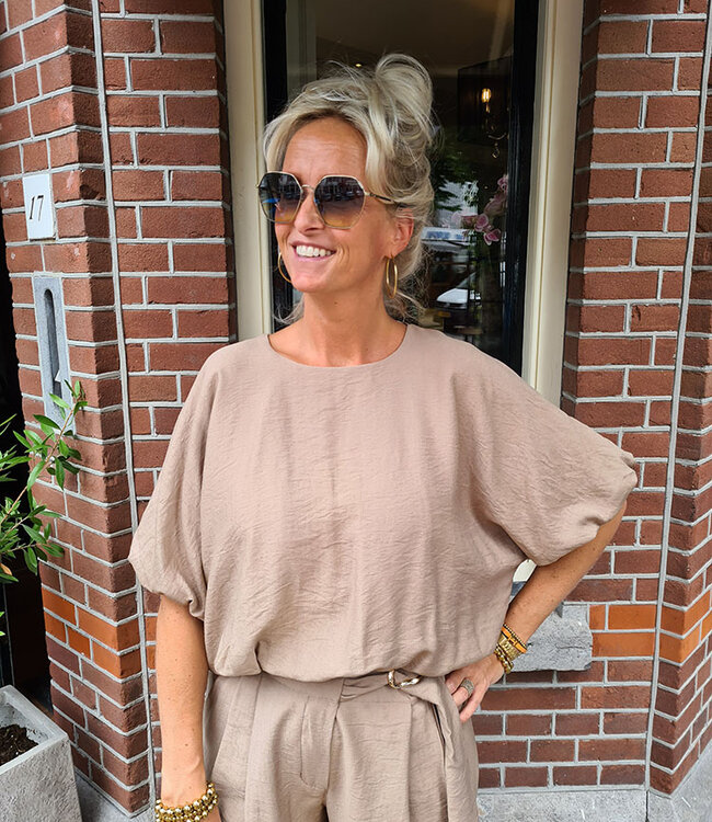 Ambika Short Pofblouse Taupe