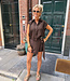 Ambika Short Blouse Doorknoop Donkerbruin