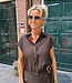 Ambika Short Blouse Doorknoop Donkerbruin