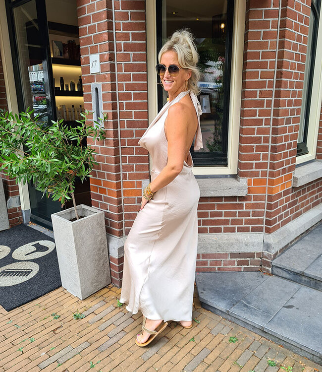 Waterval Dress Zijdelook Beige