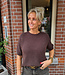 Super Soft Knit Top KORTE Mouw Donkerbruin