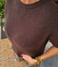 Super Soft Knit Top KORTE Mouw Donkerbruin