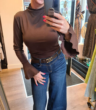 Longsleeve Uitlopende mouw Basic Donkerbruin
