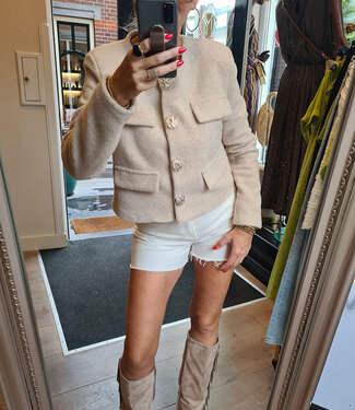 Vilted Jack Gouden Knopen Beige