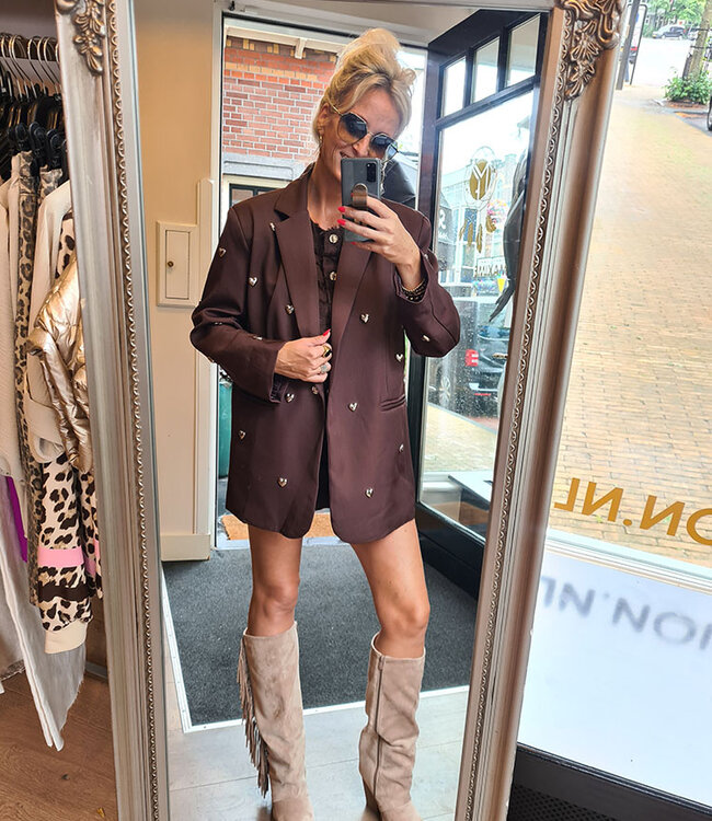 Oversized Hartjes Blazer Donkerbruin