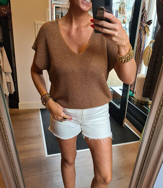 Knit Shimmer Top Vhals Brons