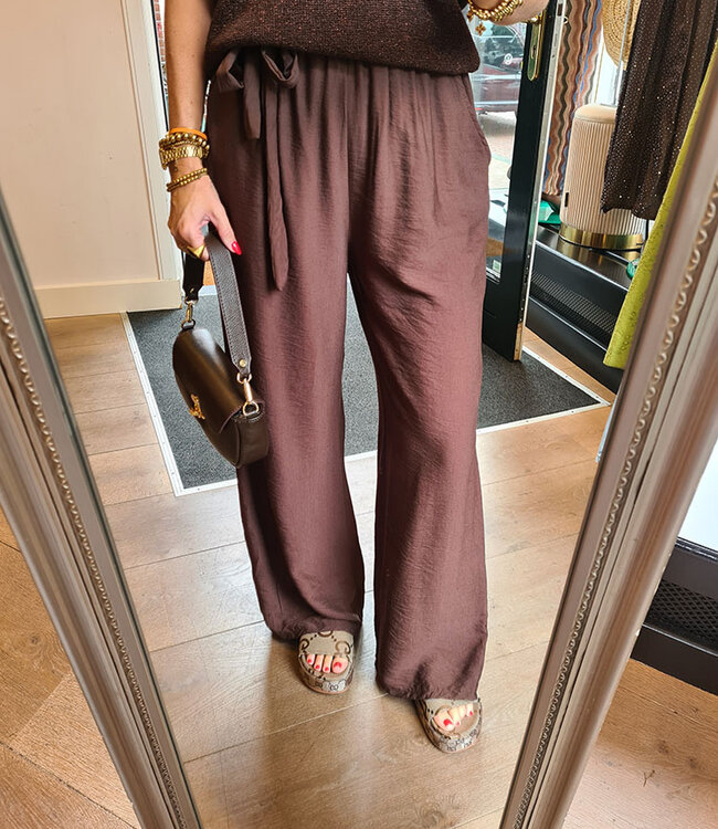 Dunne Wijde Broek Donkerbruin