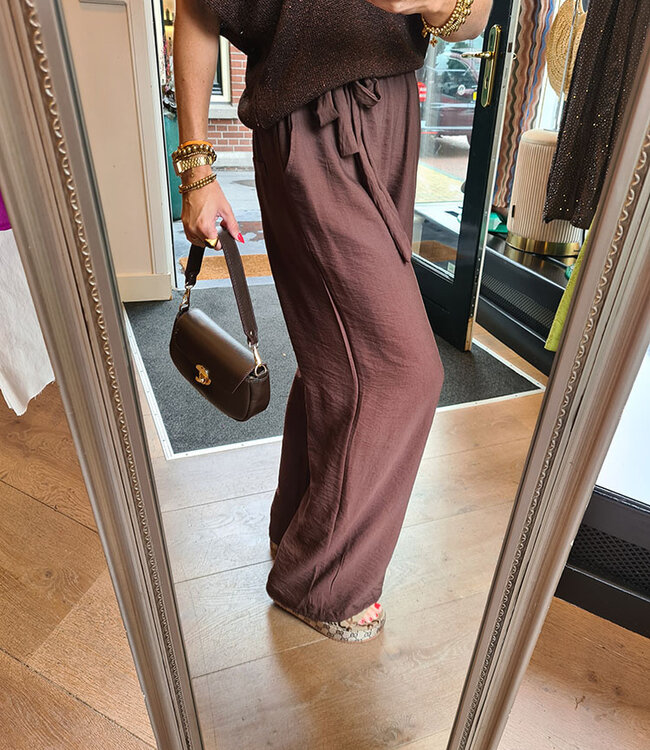 Dunne Wijde Broek Donkerbruin