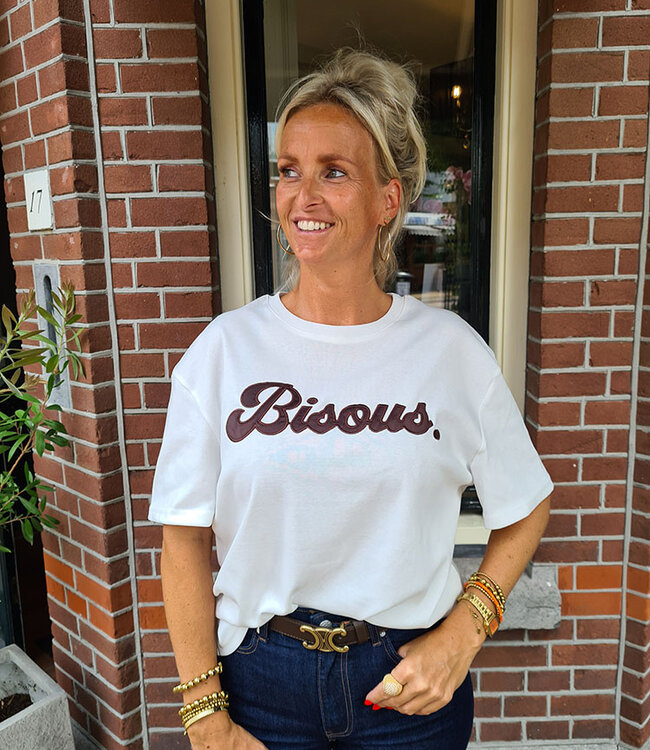Ambika Tee Bisous Wit/Bruin