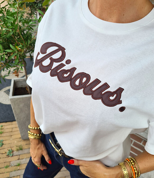 Ambika Tee Bisous Wit/Bruin