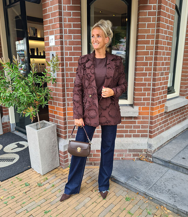 Luxe Blazer Franje Donkerbruin