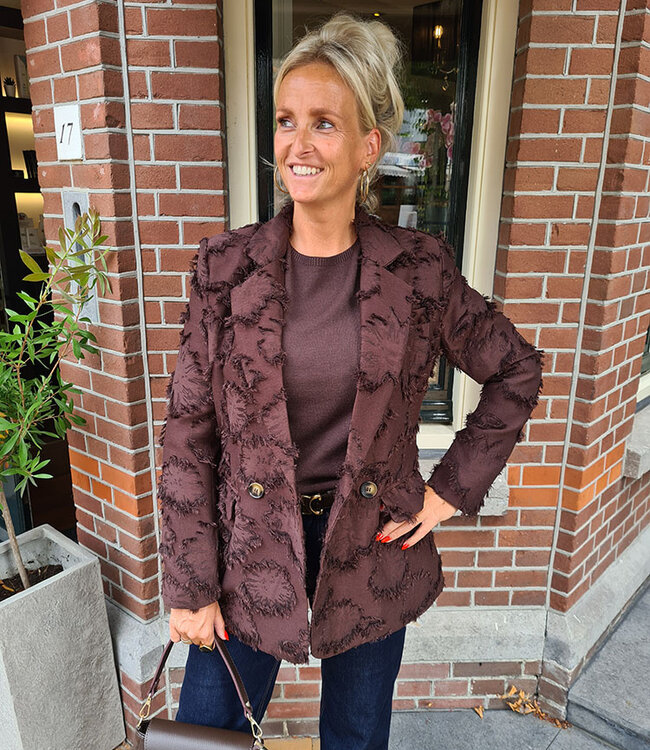Luxe Blazer Franje Donkerbruin
