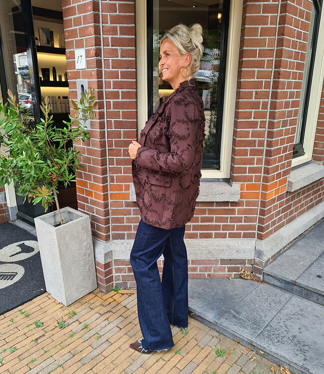 Luxe Blazer Franje Donkerbruin