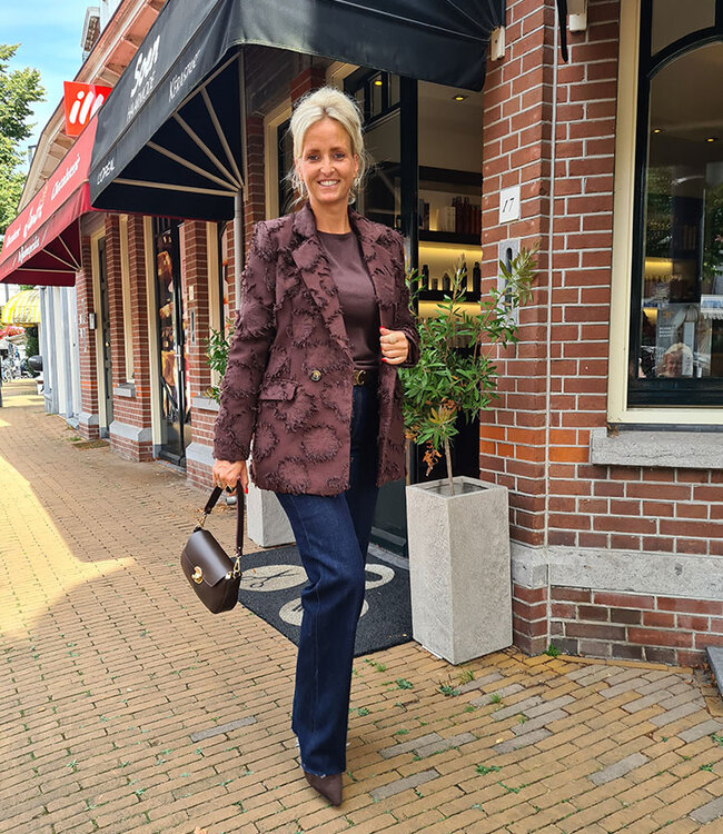Luxe Blazer Franje Donkerbruin