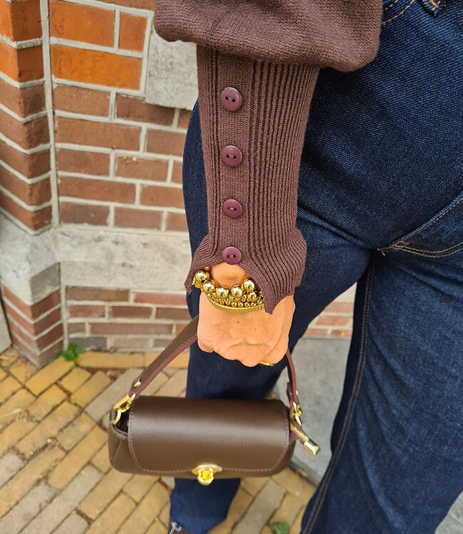 Knit Pofmouw Longsleeve Donkerbruin