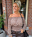 Blouse Gesmokt Offshoulder Bruintinten