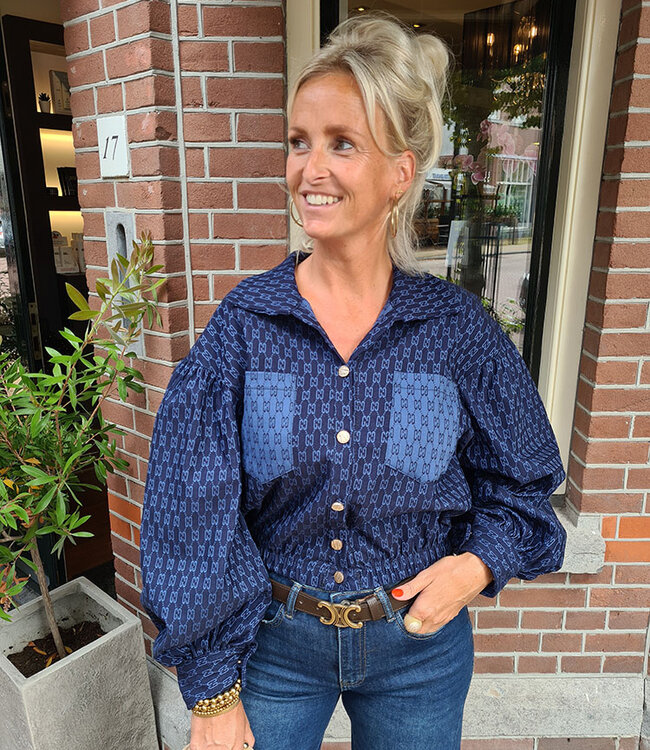 Stretch Bomber Blouse Motief Jeanslook