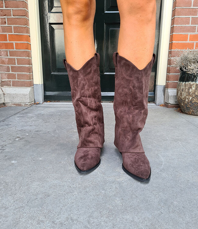 Cowboy Laarzen Suedelook Donkerbruin