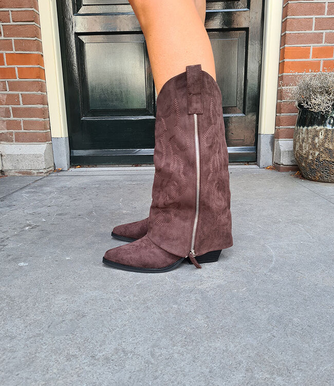 Cowboy Laarzen Suedelook Donkerbruin